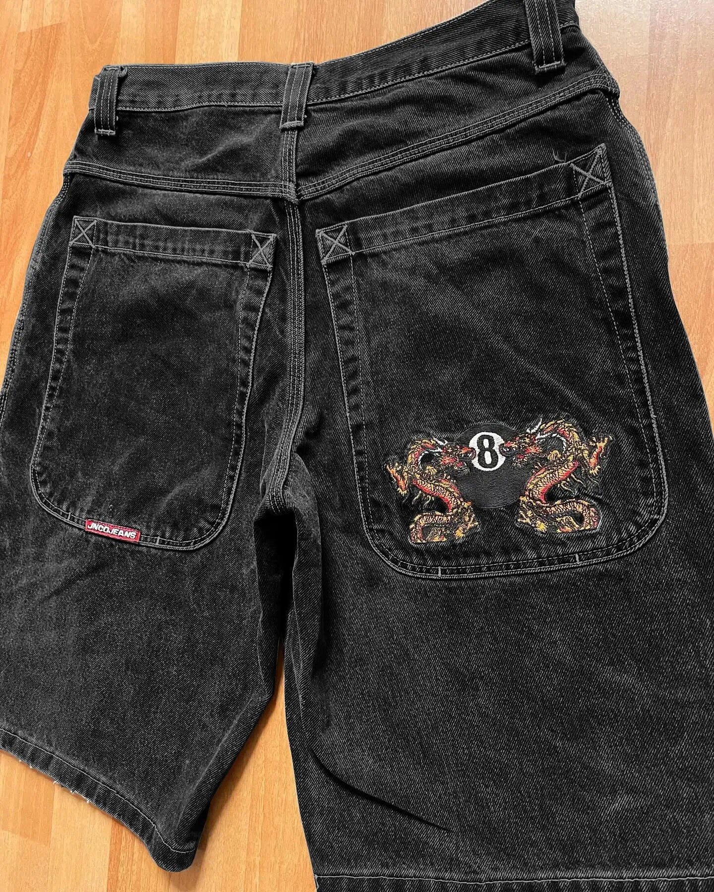 Men'S Jeans JNCO Shorts Y2K Hip Hop Pocket Baggy Denim Gym Shorts Men Women 2023 Summer New Harajuku Gothic Men Basketball Shorts Streetwear