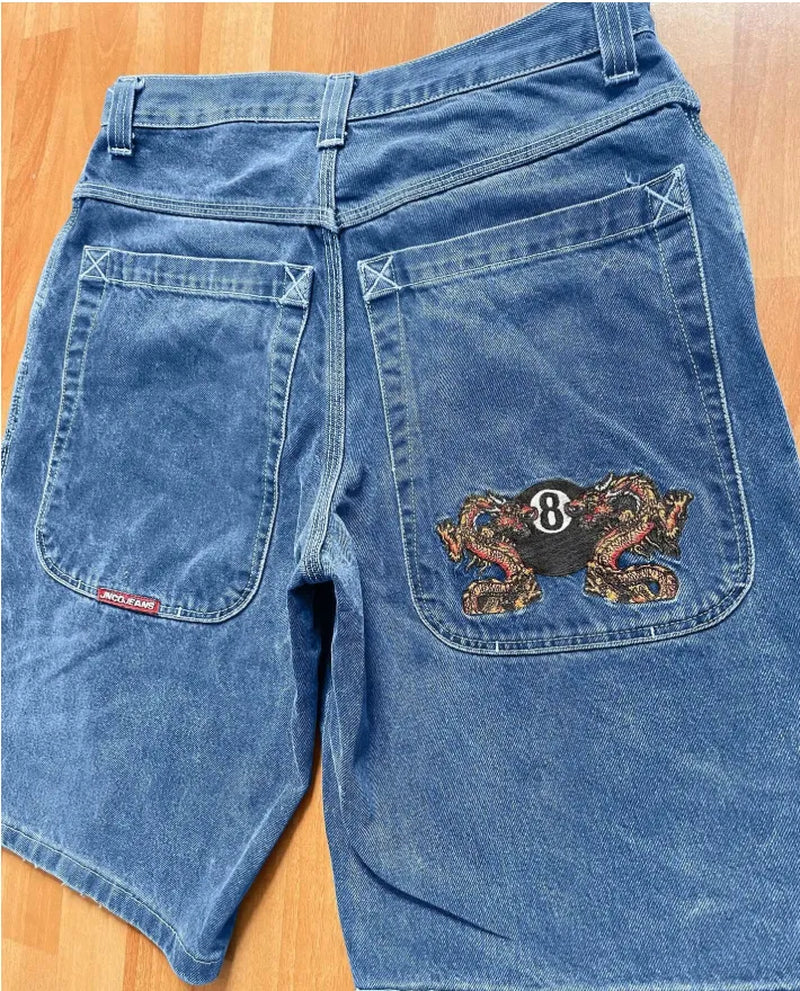 Men'S Jeans JNCO Shorts Y2K Hip Hop Pocket Baggy Denim Gym Shorts Men Women 2023 Summer New Harajuku Gothic Men Basketball Shorts Streetwear