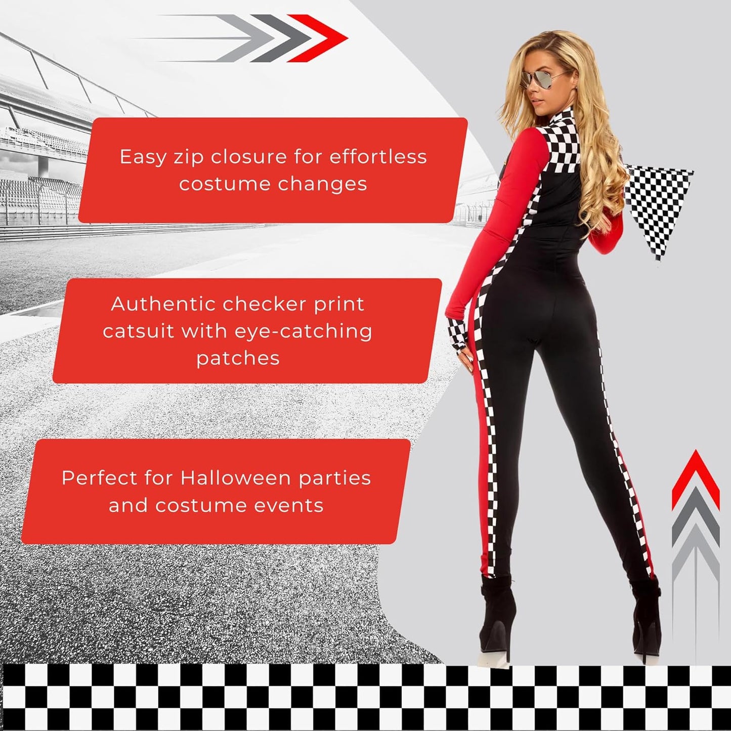 Women'S Sexy Racer Costume - Race Car Driver Costume with Sunglasses