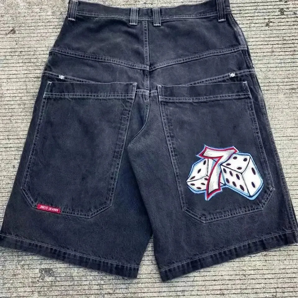 Men'S Jeans JNCO Shorts Y2K Hip Hop Pocket Baggy Denim Gym Shorts Men Women 2023 Summer New Harajuku Gothic Men Basketball Shorts Streetwear