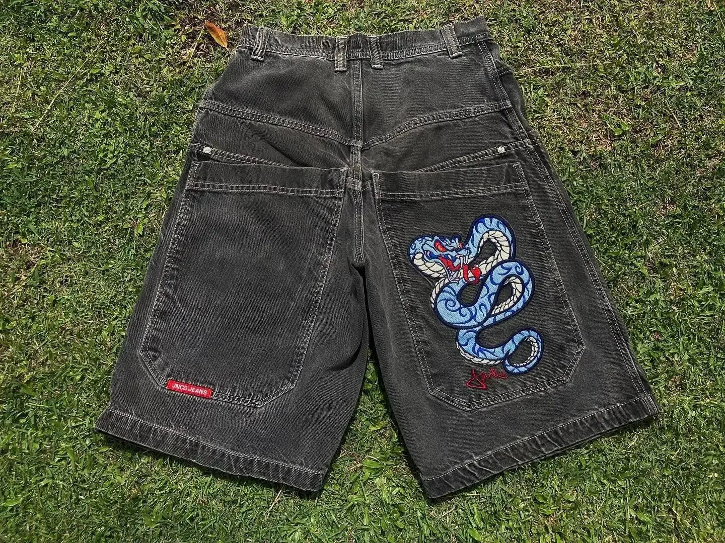 Men'S Jeans JNCO Shorts Y2K Hip Hop Pocket Baggy Denim Gym Shorts Men Women 2023 Summer New Harajuku Gothic Men Basketball Shorts Streetwear