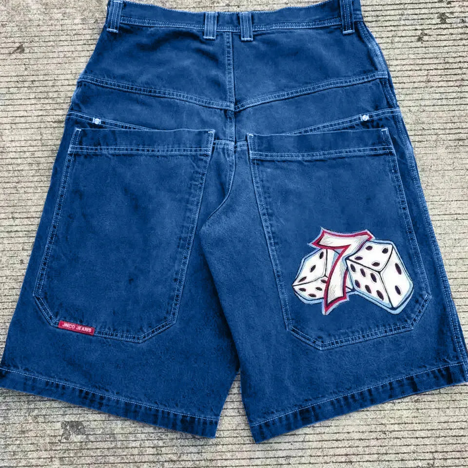 Men'S Jeans JNCO Shorts Y2K Hip Hop Pocket Baggy Denim Gym Shorts Men Women 2023 Summer New Harajuku Gothic Men Basketball Shorts Streetwear