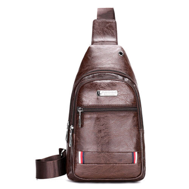 Mens Backpack Leather Sling Bag Chest Shoulder Fanny Pack Crossbody Sport Travel