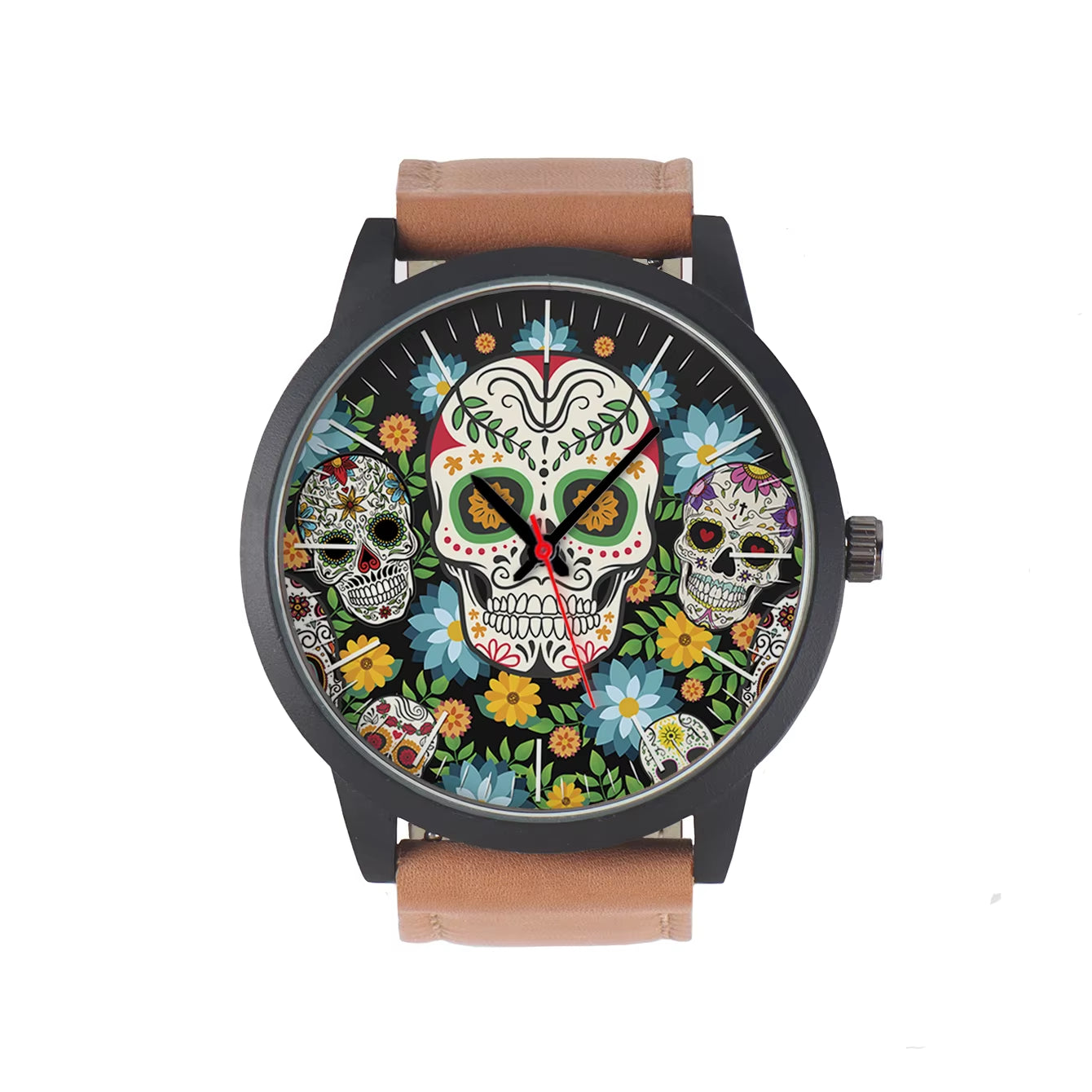 Cool Men'S Watch Flowers New in Men'S Watches Wrist Timepiece Gift Customizable Patterns Colorful Skull Souvenir
