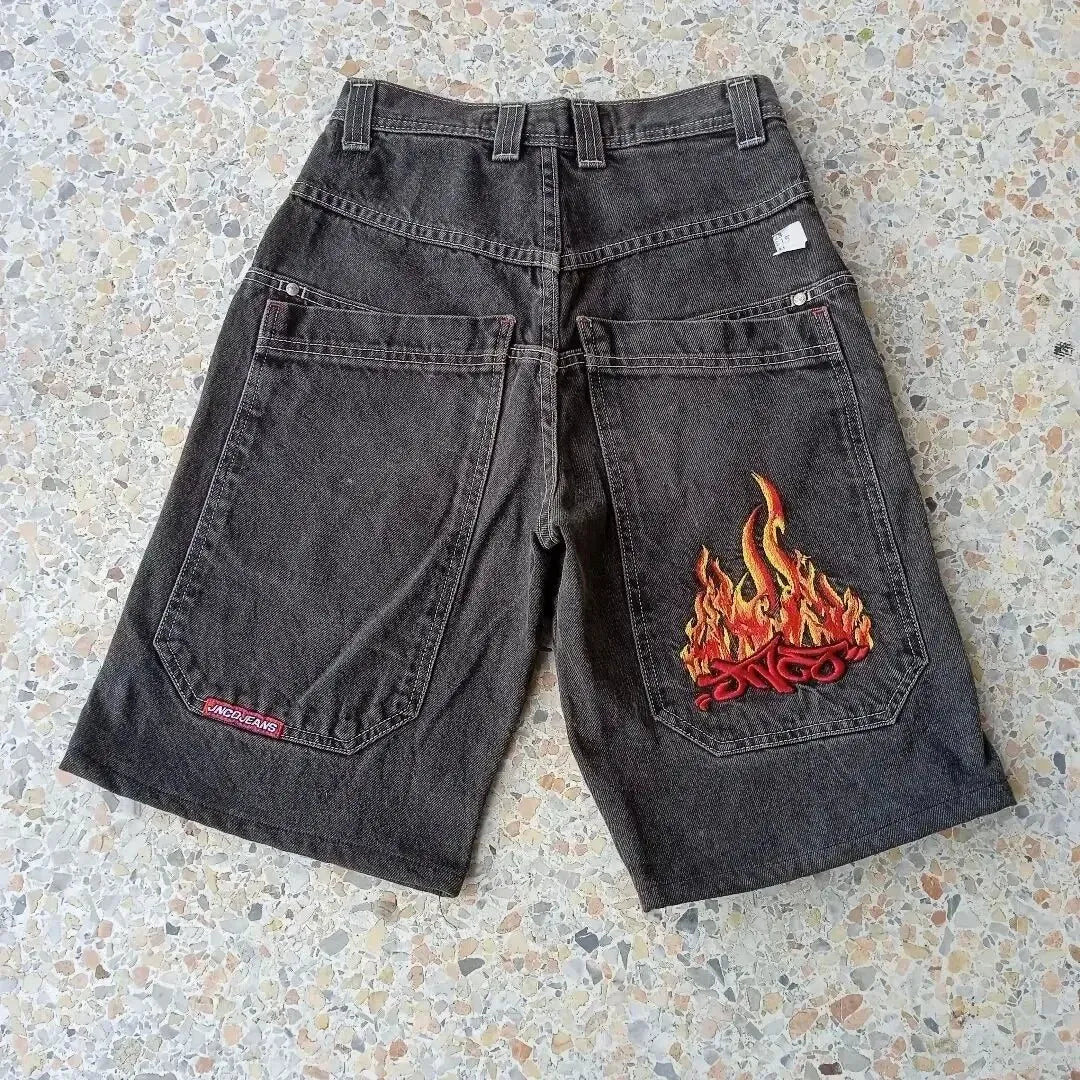 Men'S Jeans JNCO Shorts Y2K Hip Hop Pocket Baggy Denim Gym Shorts Men Women 2023 Summer New Harajuku Gothic Men Basketball Shorts Streetwear