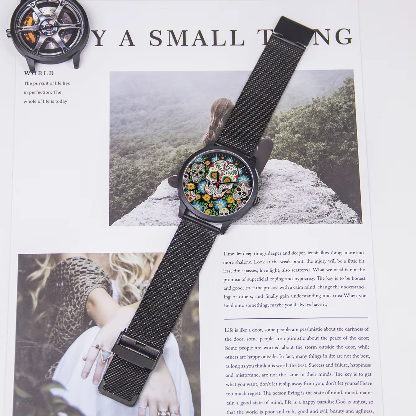 Cool Men'S Watch Flowers New in Men'S Watches Wrist Timepiece Gift Customizable Patterns Colorful Skull Souvenir