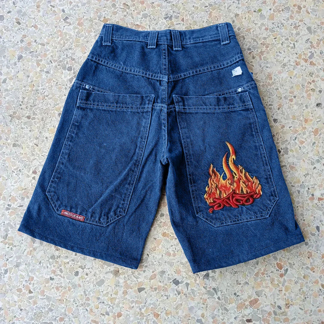 Men'S Jeans JNCO Shorts Y2K Hip Hop Pocket Baggy Denim Gym Shorts Men Women 2023 Summer New Harajuku Gothic Men Basketball Shorts Streetwear