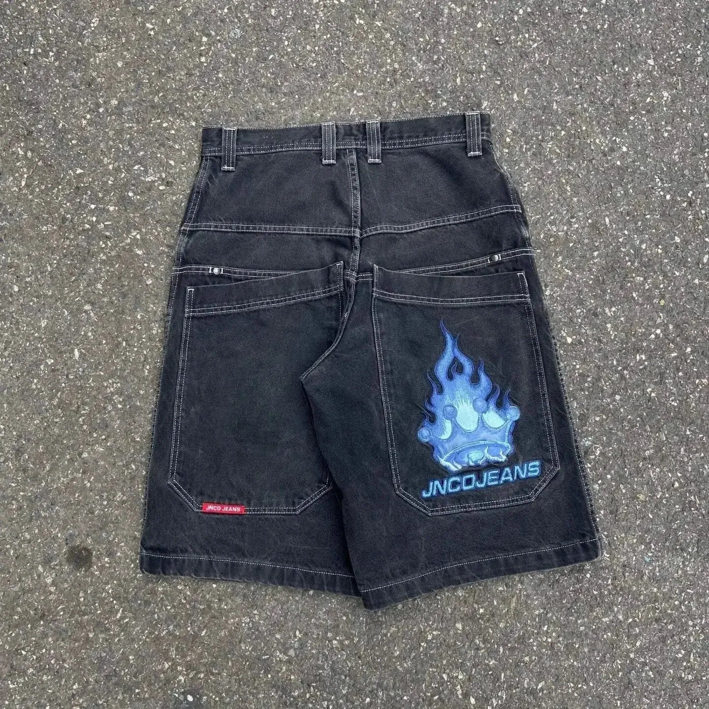 Men'S Jeans JNCO Shorts Y2K Hip Hop Pocket Baggy Denim Gym Shorts Men Women 2023 Summer New Harajuku Gothic Men Basketball Shorts Streetwear