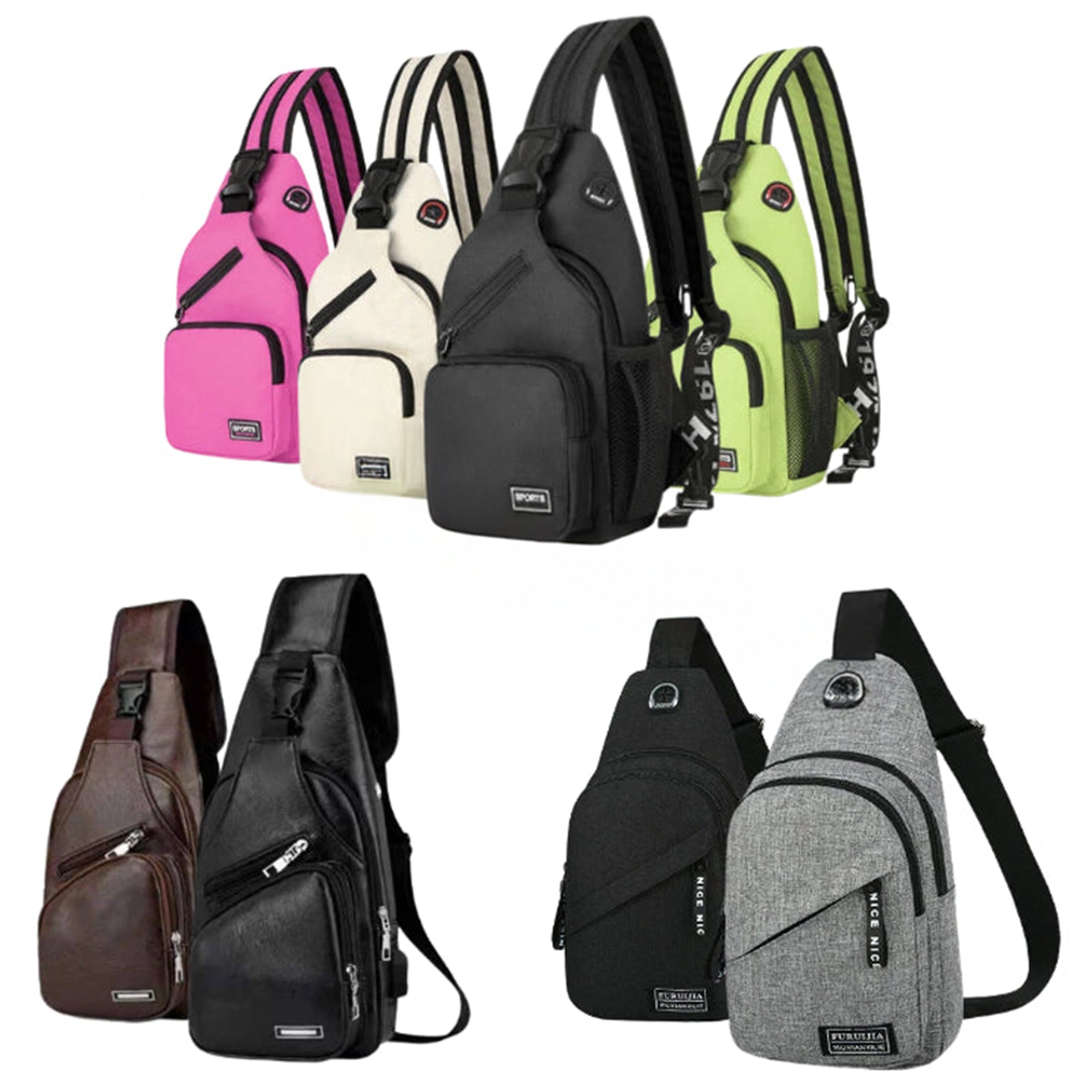 Men Women Sling Bag Chest Fanny Packs Cross Body Travel Sports Shoulder Backpack