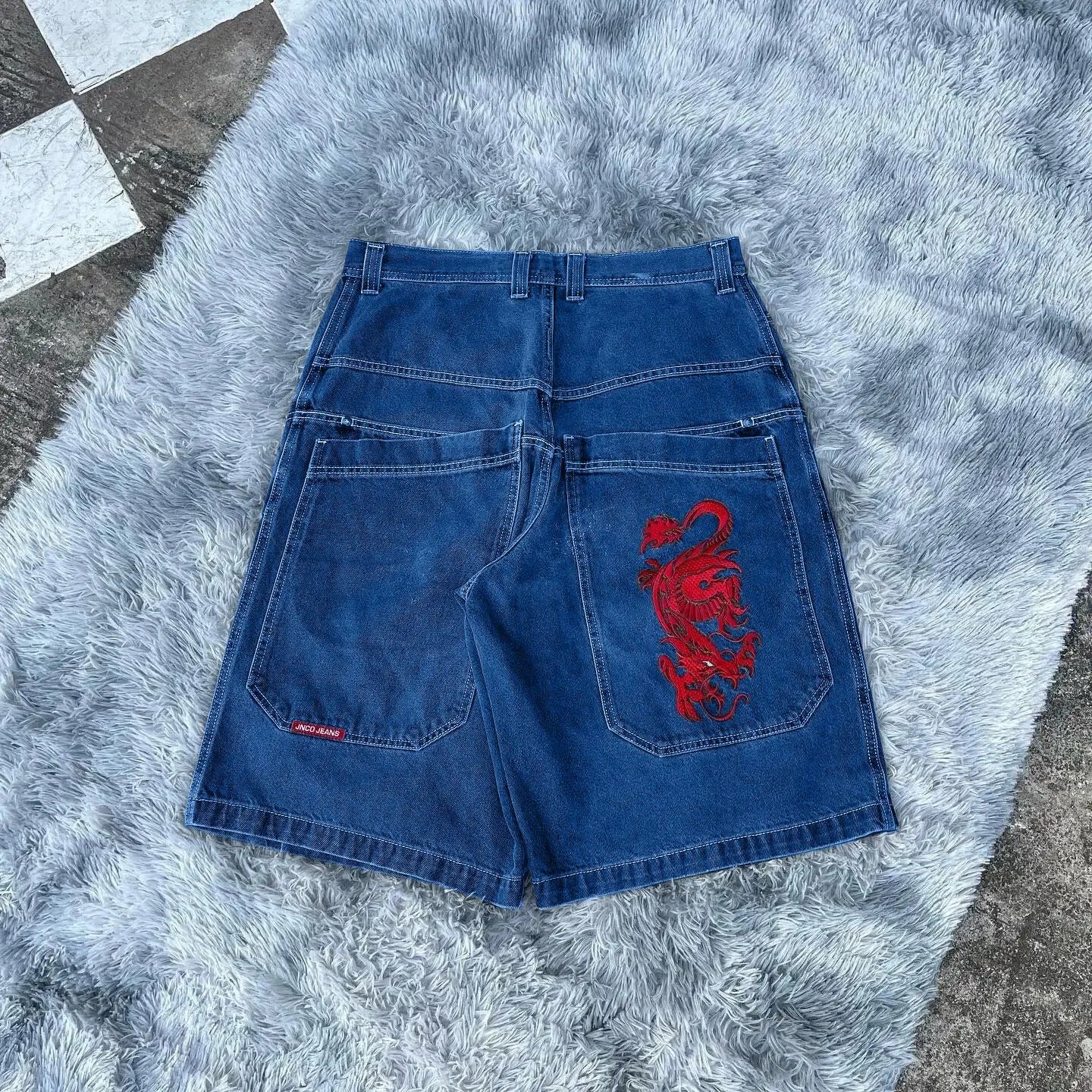 Men'S Jeans JNCO Shorts Y2K Hip Hop Pocket Baggy Denim Gym Shorts Men Women 2023 Summer New Harajuku Gothic Men Basketball Shorts Streetwear
