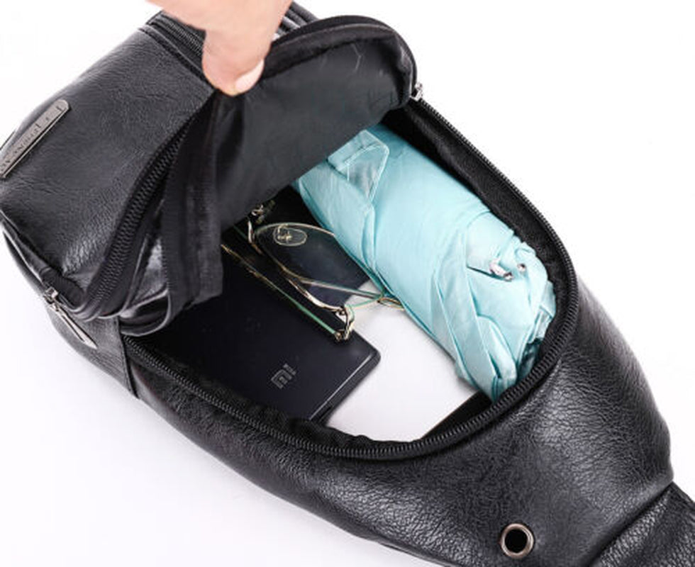 Mens Backpack Leather Sling Bag Chest Shoulder Fanny Pack Crossbody Sport Travel