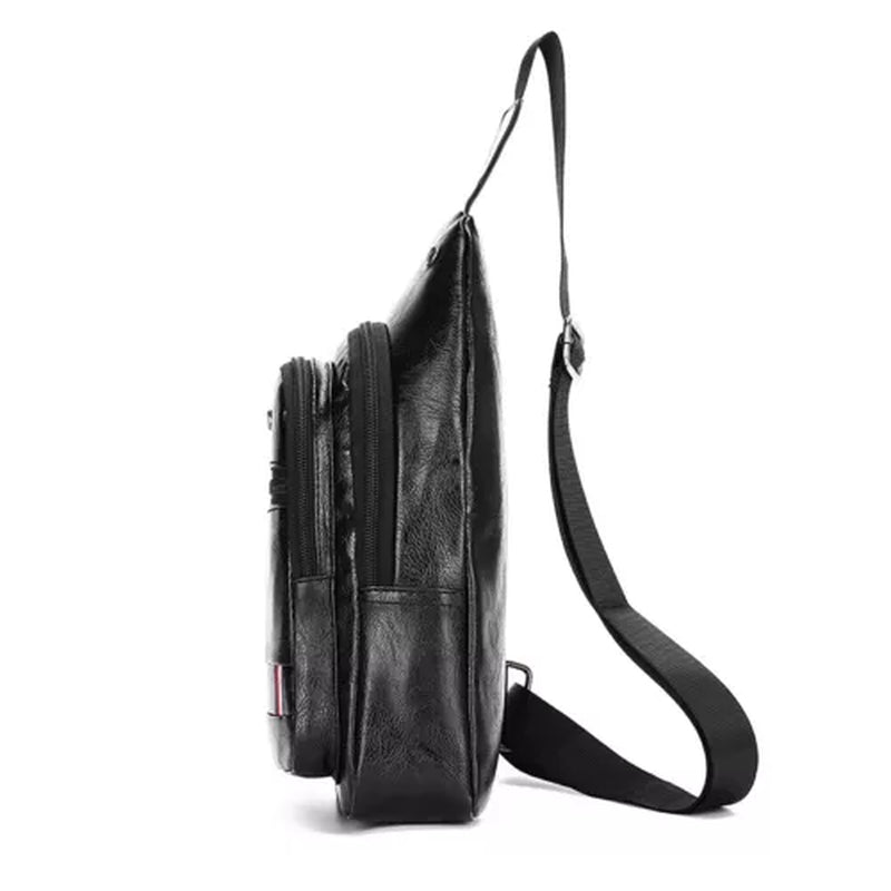 Mens Backpack Leather Sling Bag Chest Shoulder Fanny Pack Crossbody Sport Travel