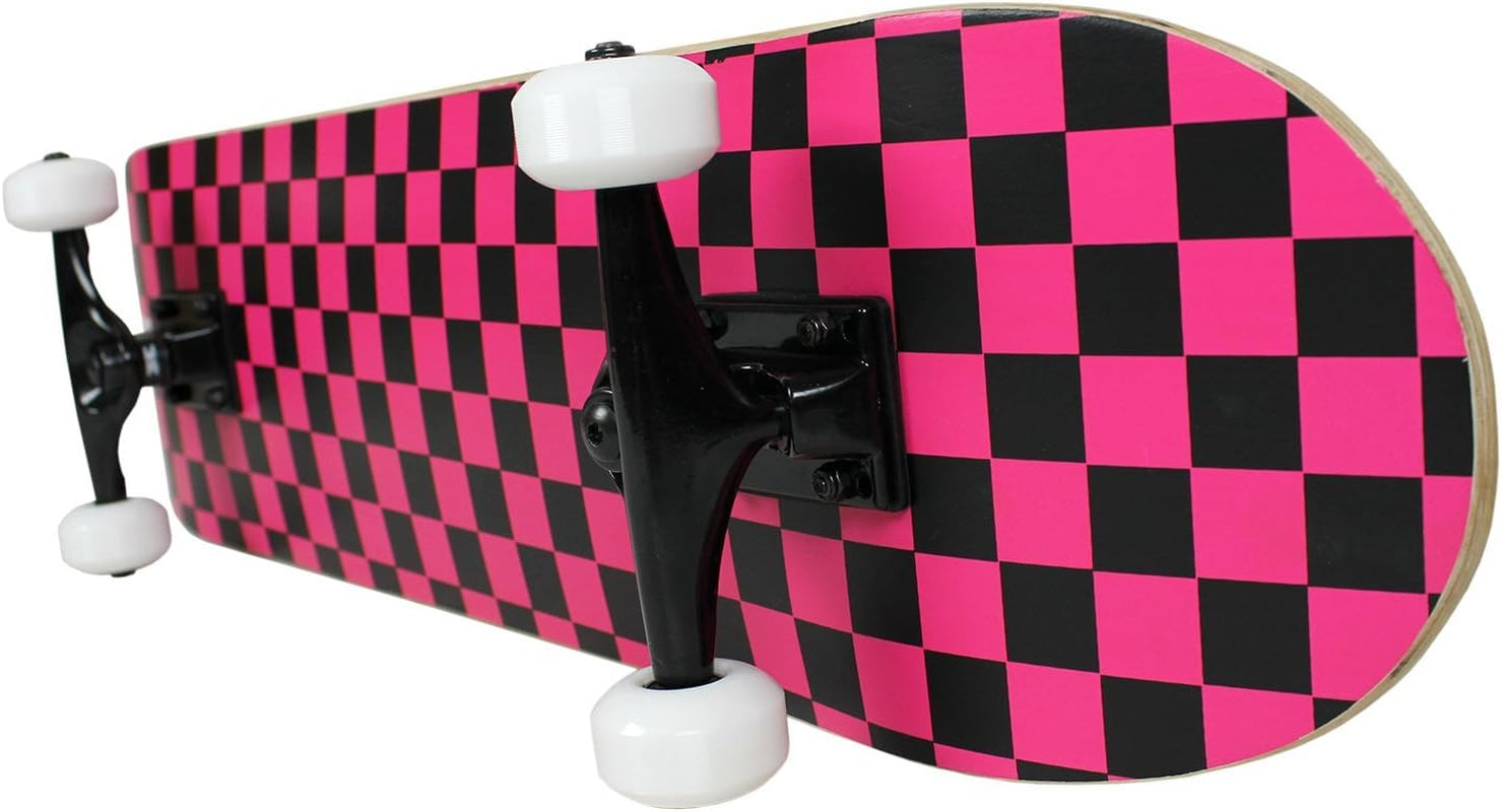 Rookie Checker Skateboard - Pro Style Quality - Maple 7-Ply Deck, Aluminum Trucks, Urethane Wheels, Precision Bearings - the Perfect Beginners First Board