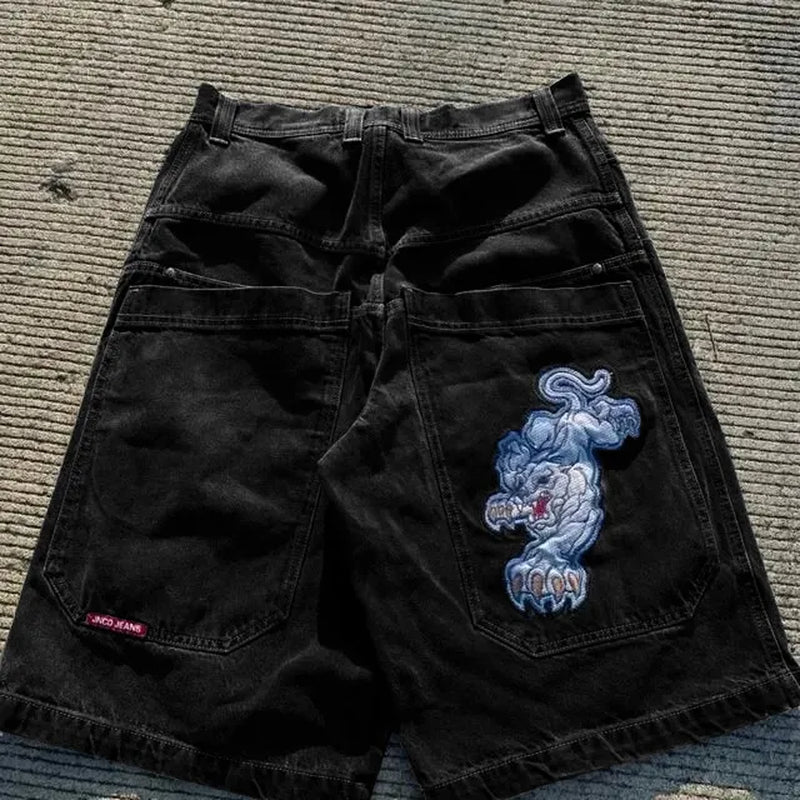 Men'S Jeans JNCO Shorts Y2K Hip Hop Pocket Baggy Denim Gym Shorts Men Women 2023 Summer New Harajuku Gothic Men Basketball Shorts Streetwear