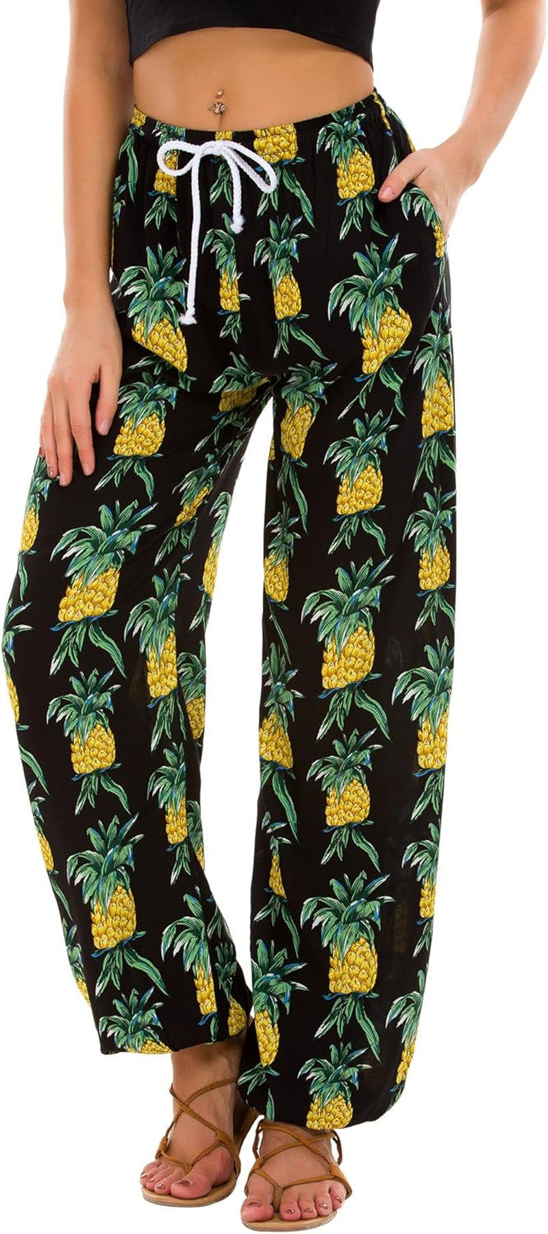 Women'S Floral Print Summer Boho Pants Harem Beach Vacation Pants