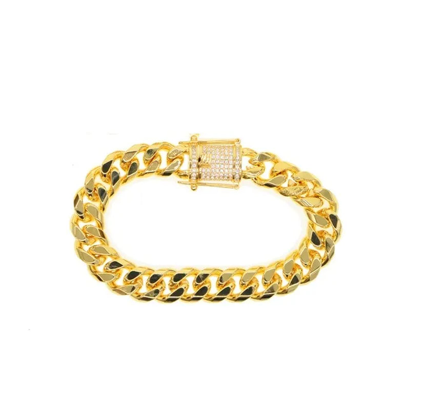 Hip Hop Cuban Chain Necklace 5A Cz Paved Clasp for Men Jewelry with Gold Filled Long Chains Miami Necklaces Mens Jewelry