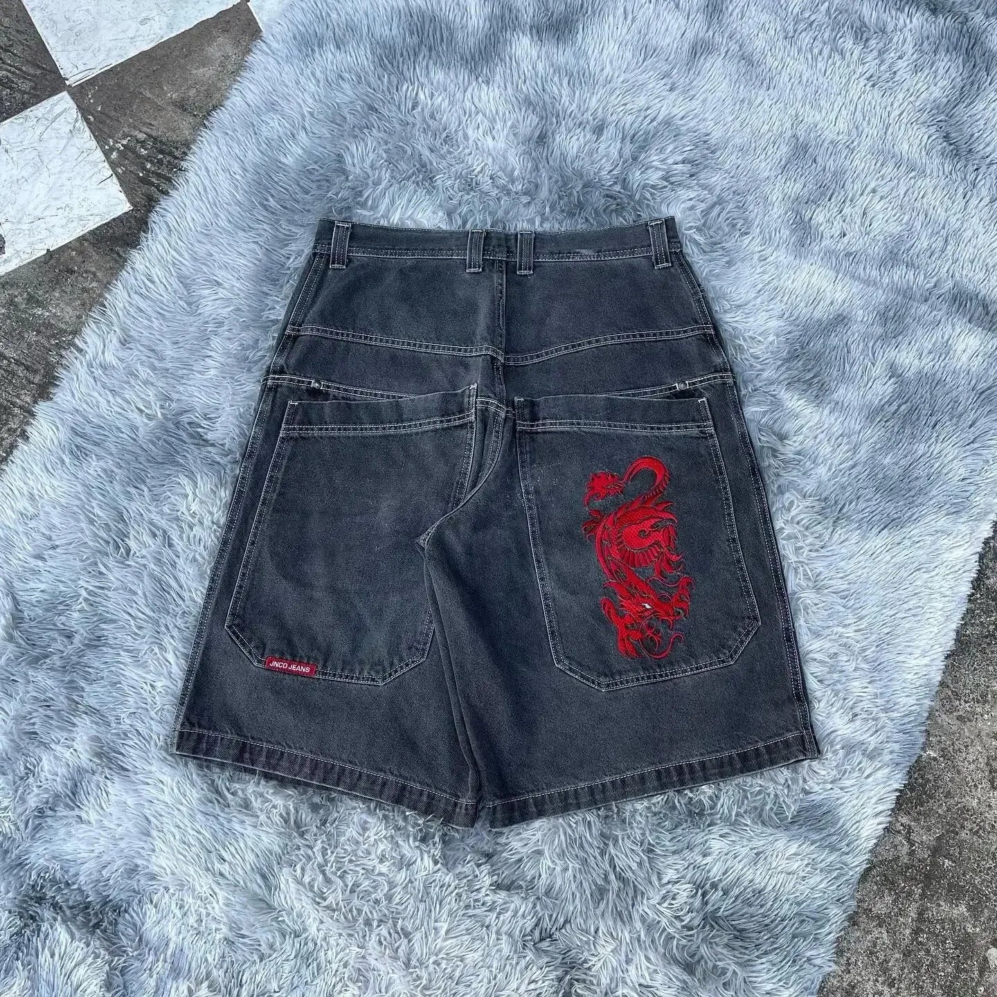Men'S Jeans JNCO Shorts Y2K Hip Hop Pocket Baggy Denim Gym Shorts Men Women 2023 Summer New Harajuku Gothic Men Basketball Shorts Streetwear