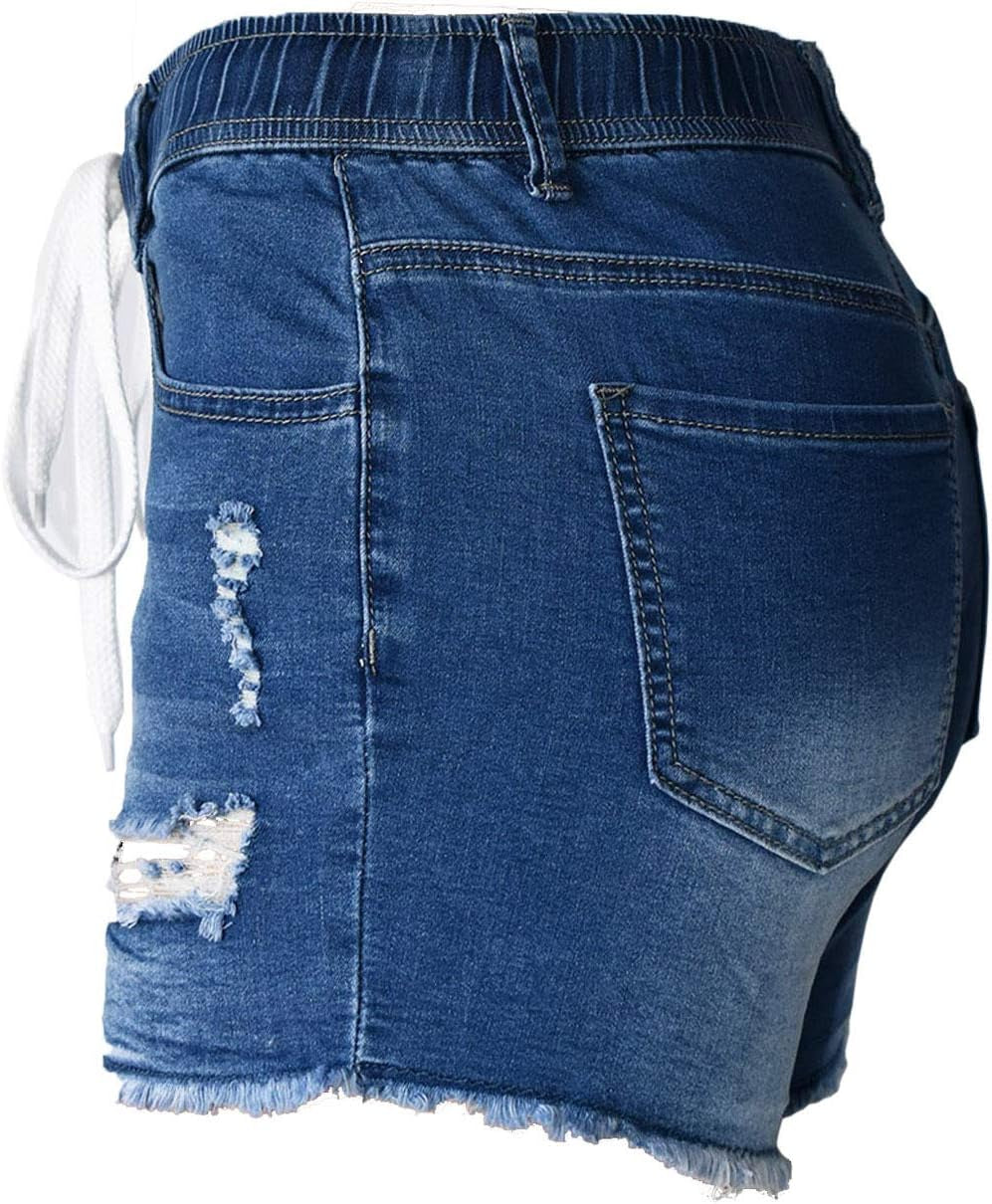 Women'S Summer Ripped Jean Shorts Stretch Skinny Frayed Denim Shorts Beach Casual Women Shorts