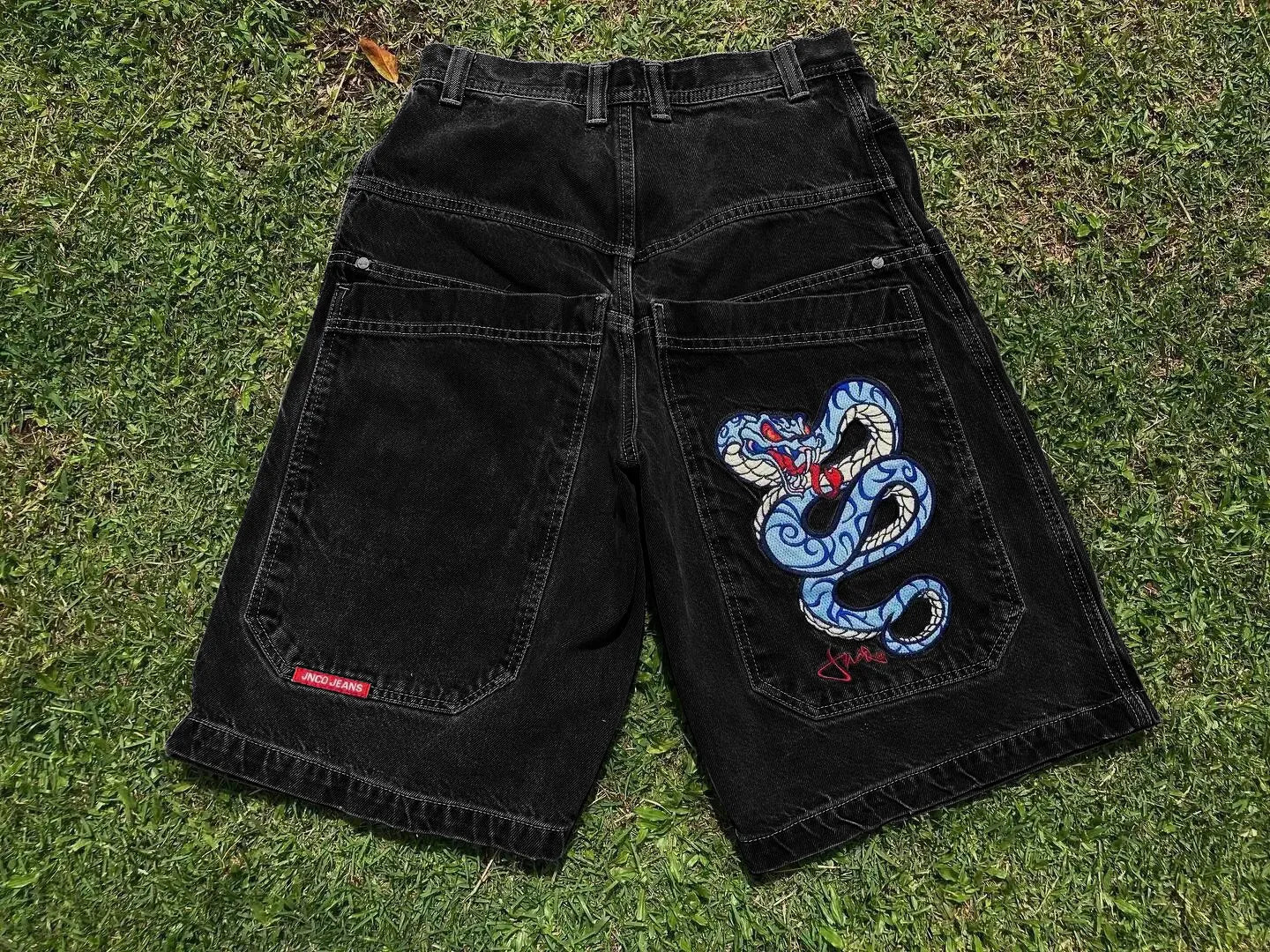 Men'S Jeans JNCO Shorts Y2K Hip Hop Pocket Baggy Denim Gym Shorts Men Women 2023 Summer New Harajuku Gothic Men Basketball Shorts Streetwear
