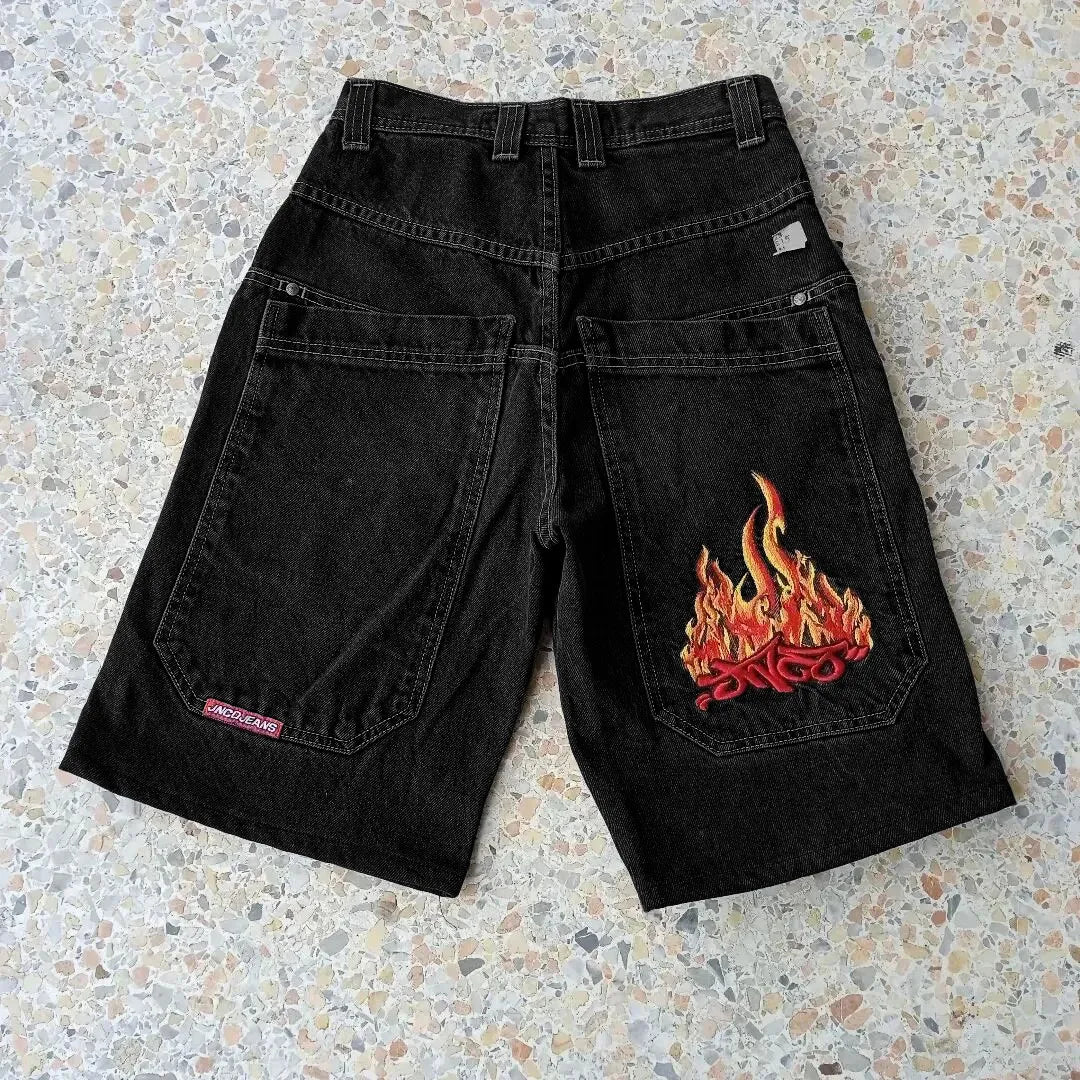 Men'S Jeans JNCO Shorts Y2K Hip Hop Pocket Baggy Denim Gym Shorts Men Women 2023 Summer New Harajuku Gothic Men Basketball Shorts Streetwear