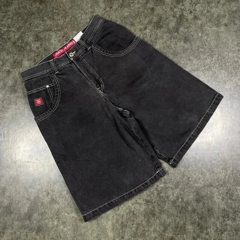 Men'S Jeans JNCO Shorts Y2K Hip Hop Pocket Baggy Denim Gym Shorts Men Women 2023 Summer New Harajuku Gothic Men Basketball Shorts Streetwear