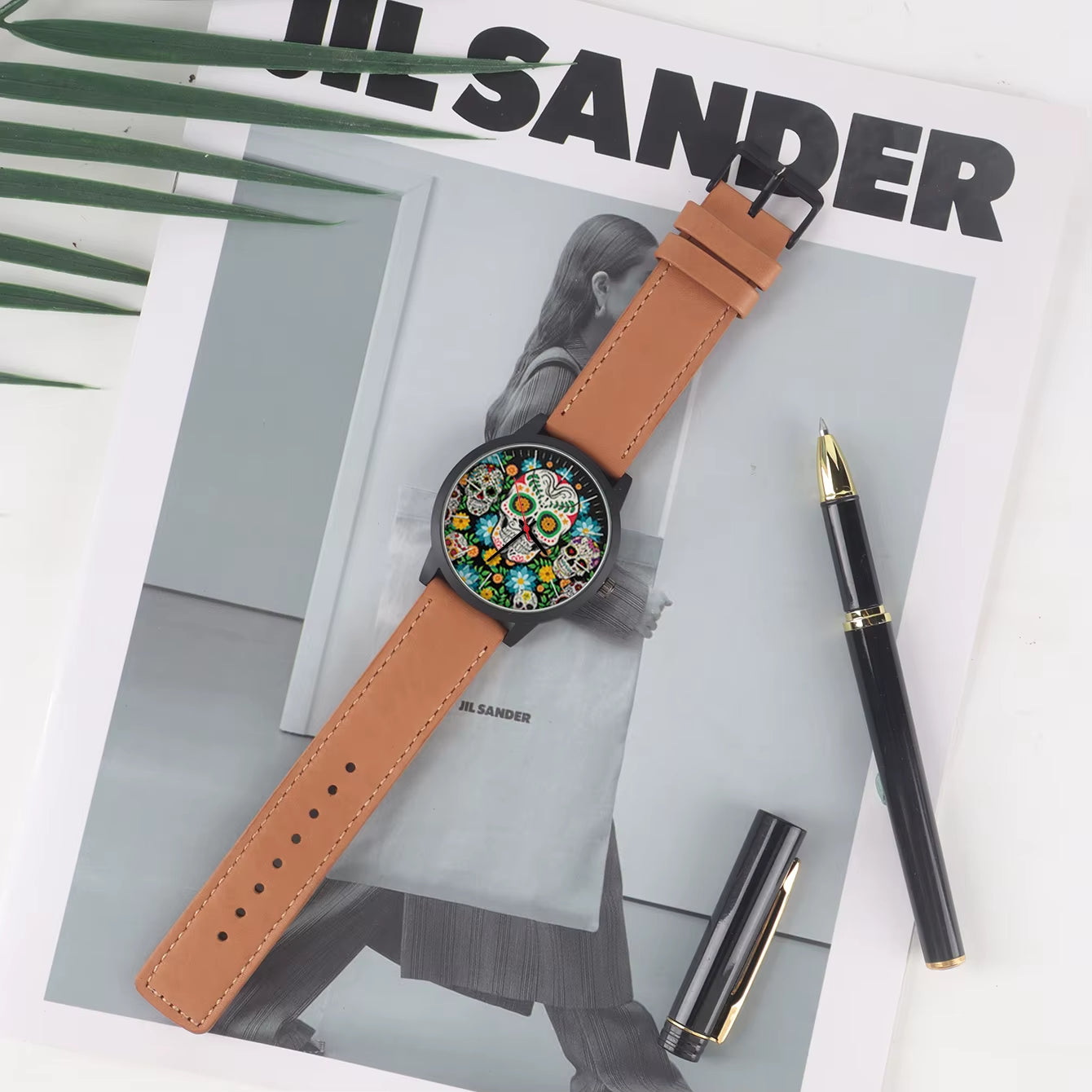 Cool Men'S Watch Flowers New in Men'S Watches Wrist Timepiece Gift Customizable Patterns Colorful Skull Souvenir