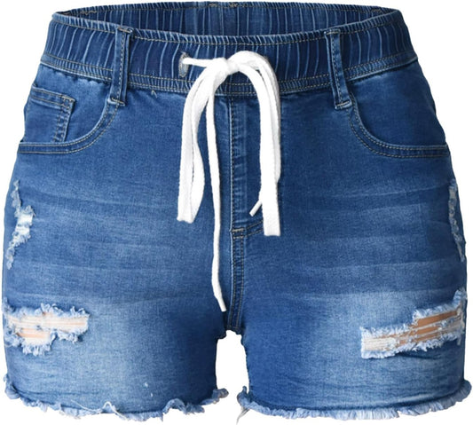 Women'S Summer Ripped Jean Shorts Stretch Skinny Frayed Denim Shorts Beach Casual Women Shorts