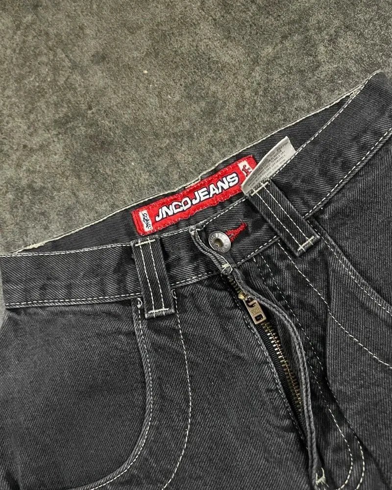 Men'S Jeans JNCO Shorts Y2K Hip Hop Pocket Baggy Denim Gym Shorts Men Women 2023 Summer New Harajuku Gothic Men Basketball Shorts Streetwear