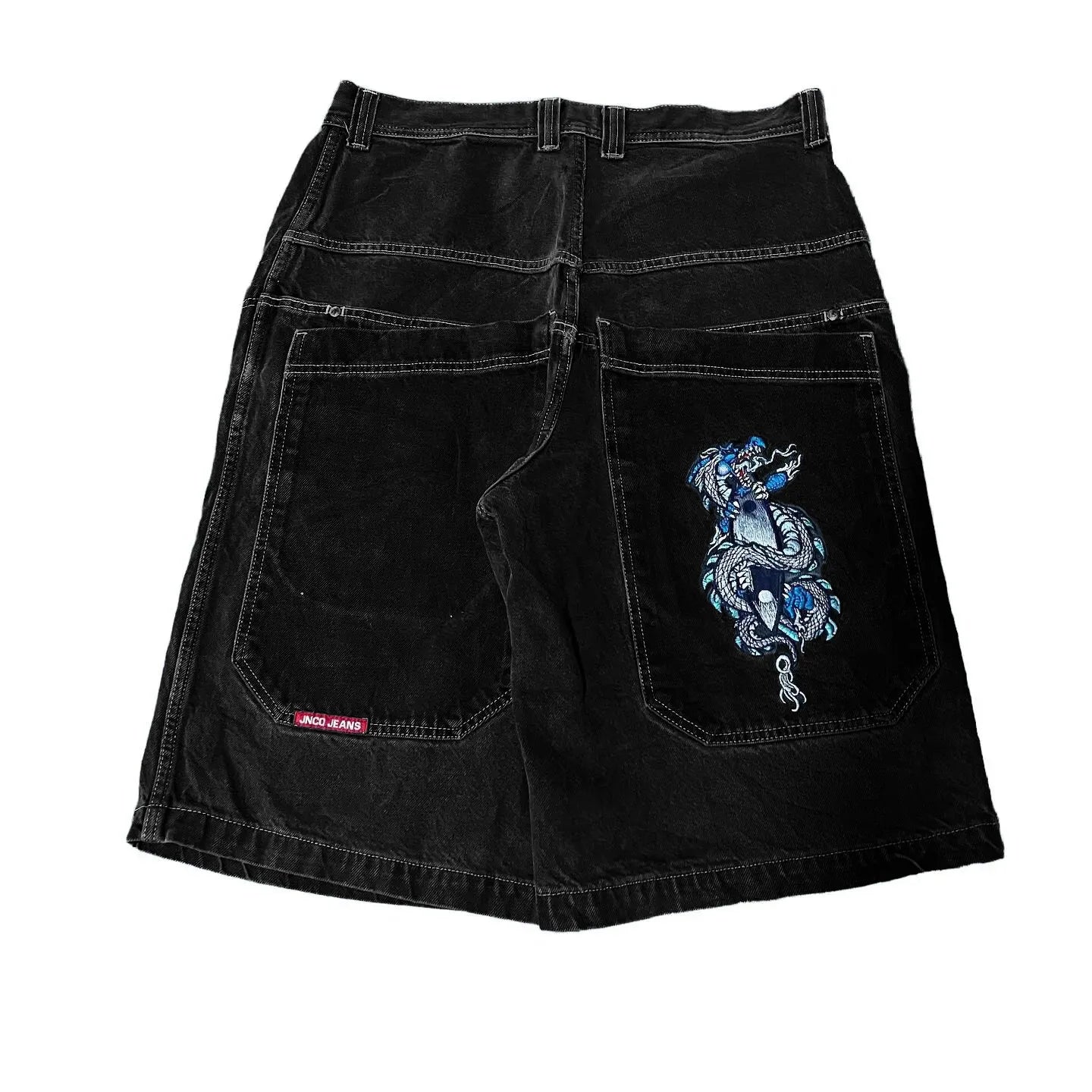 Men'S Jeans JNCO Shorts Y2K Hip Hop Pocket Baggy Denim Gym Shorts Men Women 2023 Summer New Harajuku Gothic Men Basketball Shorts Streetwear