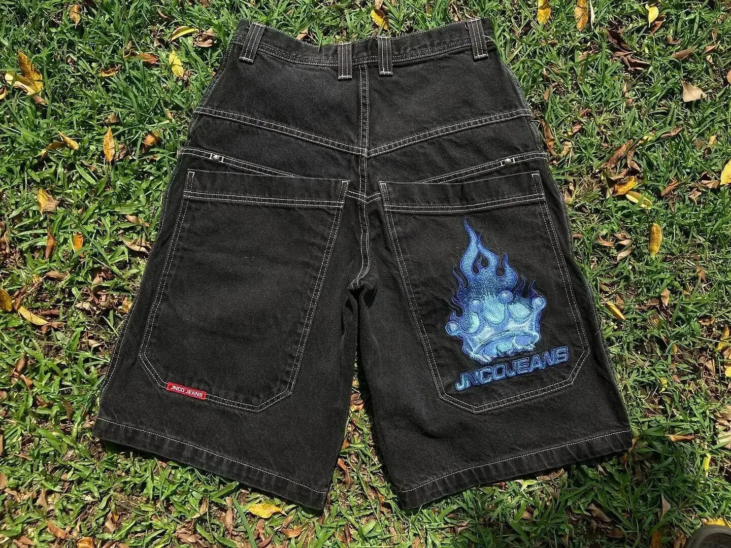 Men'S Jeans JNCO Shorts Y2K Hip Hop Pocket Baggy Denim Gym Shorts Men Women 2023 Summer New Harajuku Gothic Men Basketball Shorts Streetwear