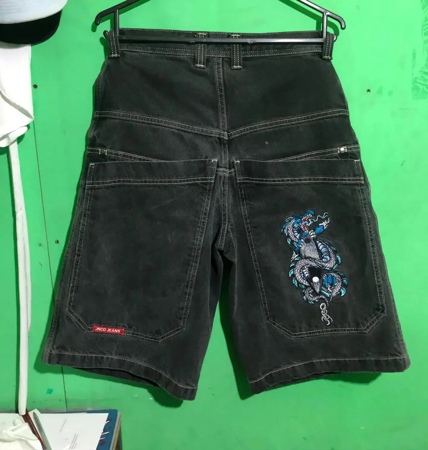 Men'S Jeans JNCO Shorts Y2K Hip Hop Pocket Baggy Denim Gym Shorts Men Women 2023 Summer New Harajuku Gothic Men Basketball Shorts Streetwear
