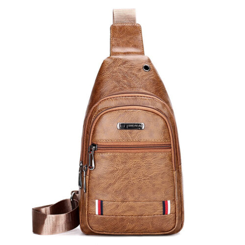 Mens Backpack Leather Sling Bag Chest Shoulder Fanny Pack Crossbody Sport Travel