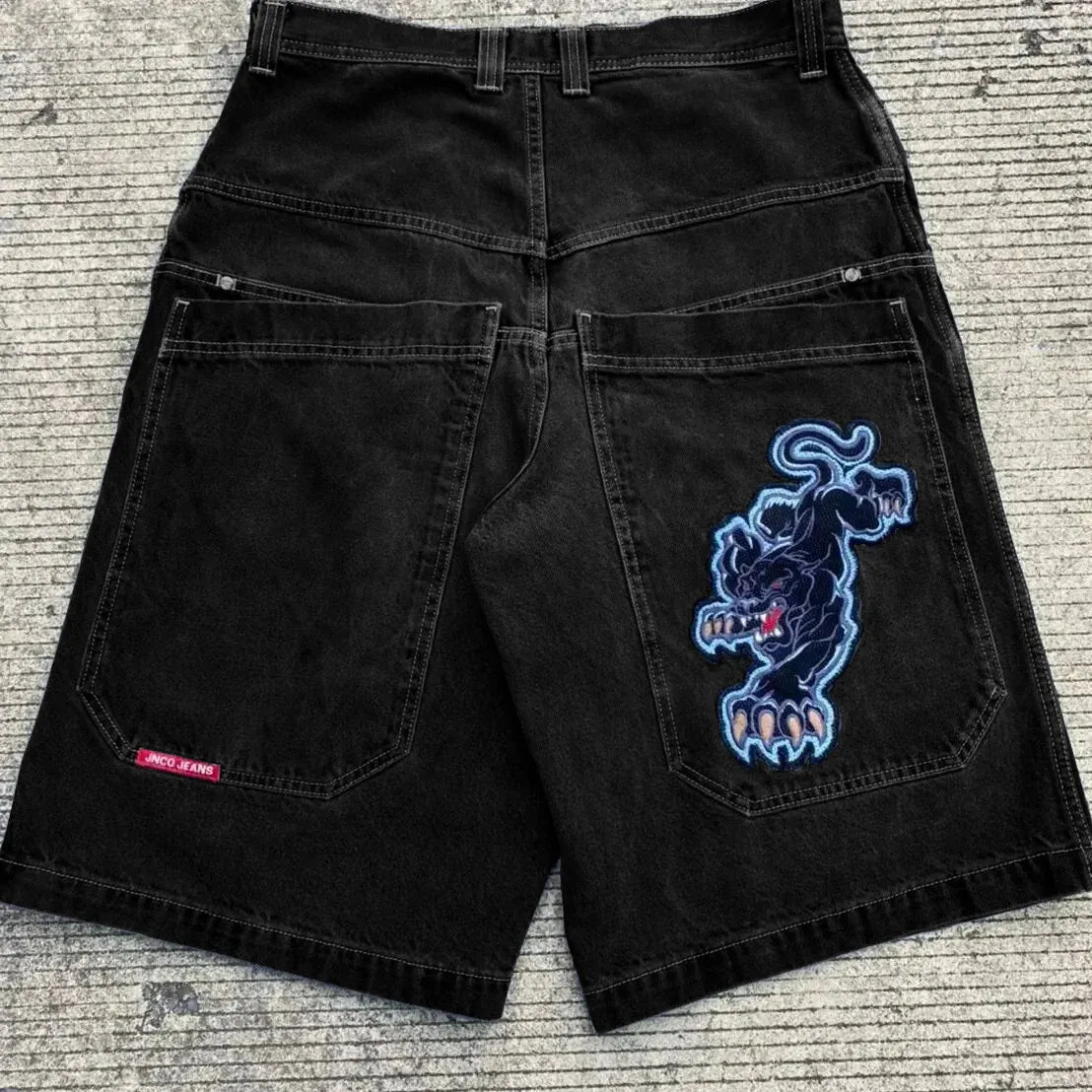 Men'S Jeans JNCO Shorts Y2K Hip Hop Pocket Baggy Denim Gym Shorts Men Women 2023 Summer New Harajuku Gothic Men Basketball Shorts Streetwear