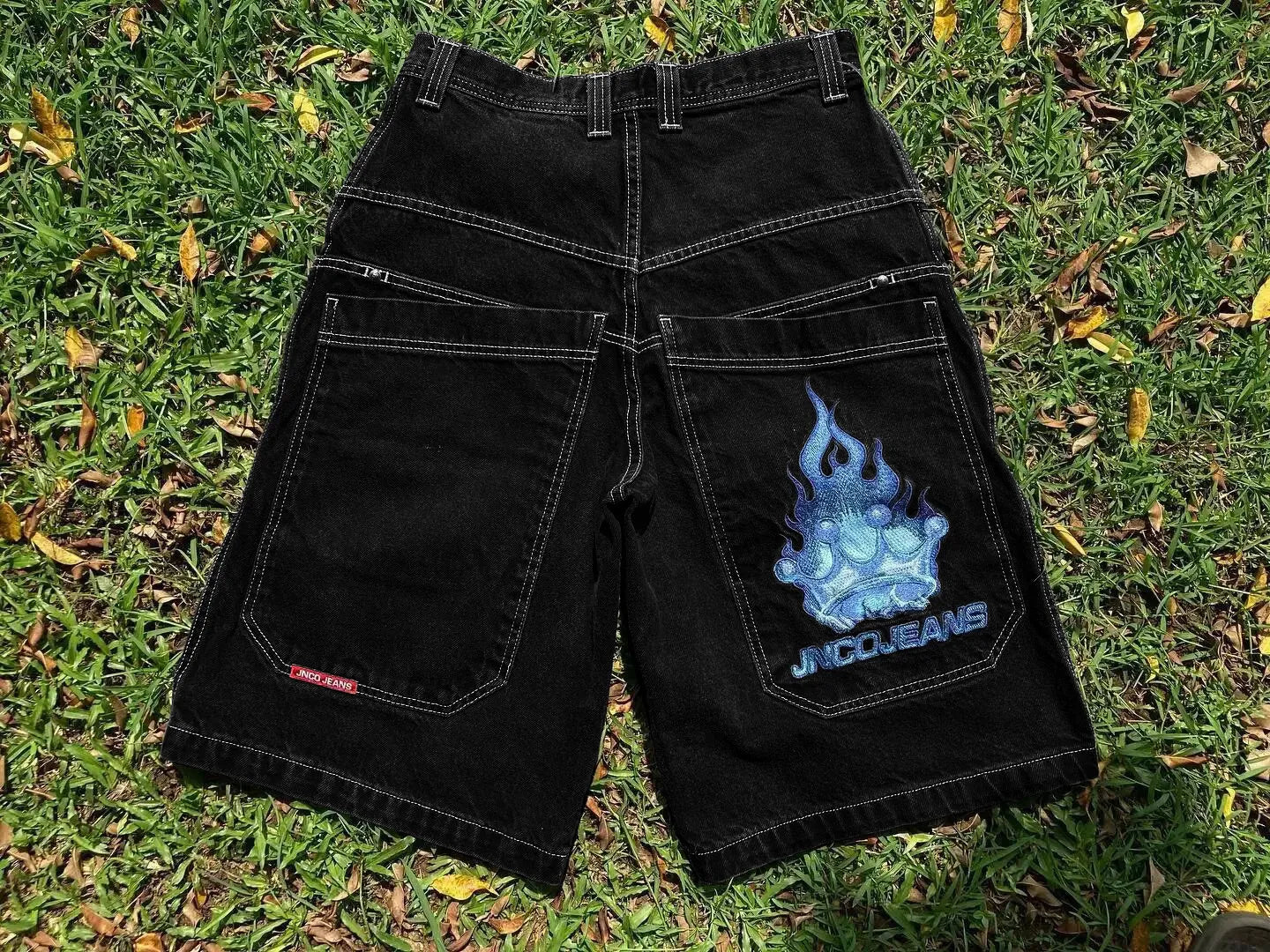 Men'S Jeans JNCO Shorts Y2K Hip Hop Pocket Baggy Denim Gym Shorts Men Women 2023 Summer New Harajuku Gothic Men Basketball Shorts Streetwear