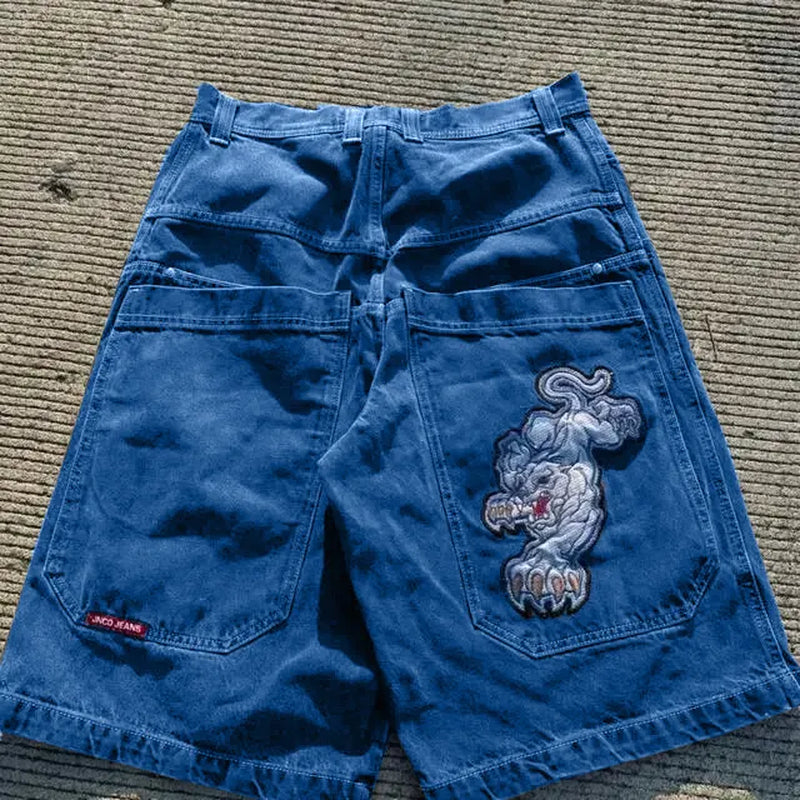 Men'S Jeans JNCO Shorts Y2K Hip Hop Pocket Baggy Denim Gym Shorts Men Women 2023 Summer New Harajuku Gothic Men Basketball Shorts Streetwear