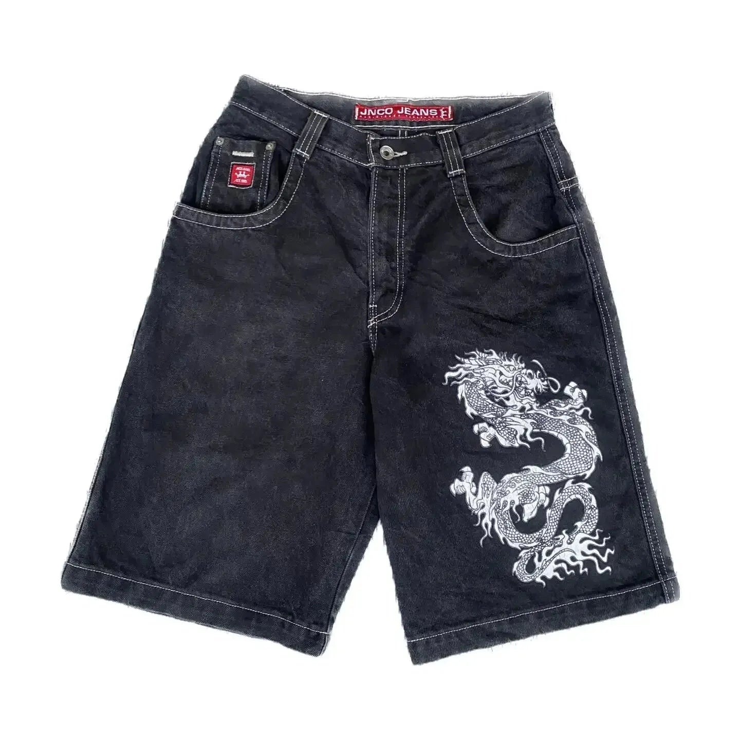 Men'S Jeans JNCO Shorts Y2K Hip Hop Pocket Baggy Denim Gym Shorts Men Women 2023 Summer New Harajuku Gothic Men Basketball Shorts Streetwear