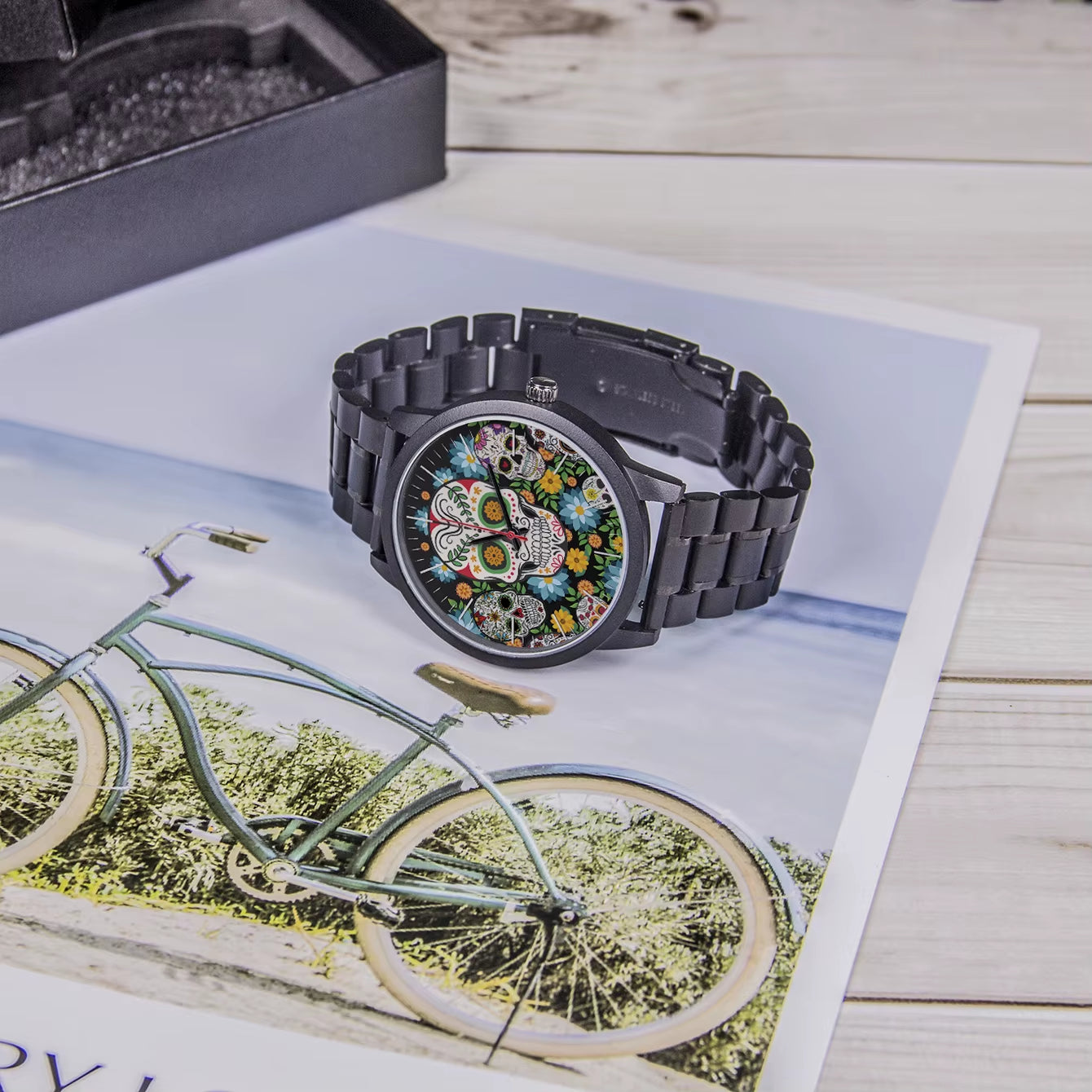 Cool Men'S Watch Flowers New in Men'S Watches Wrist Timepiece Gift Customizable Patterns Colorful Skull Souvenir