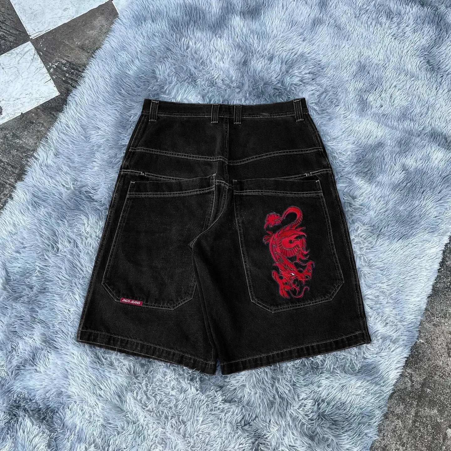 Men'S Jeans JNCO Shorts Y2K Hip Hop Pocket Baggy Denim Gym Shorts Men Women 2023 Summer New Harajuku Gothic Men Basketball Shorts Streetwear