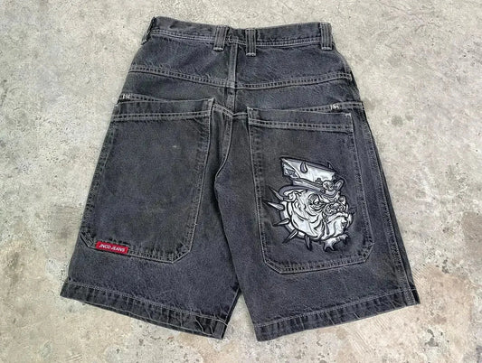 Men'S Jeans JNCO Shorts Y2K Hip Hop Pocket Baggy Denim Gym Shorts Men Women 2023 Summer New Harajuku Gothic Men Basketball Shorts Streetwear