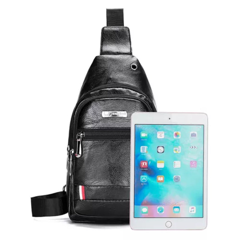 Mens Backpack Leather Sling Bag Chest Shoulder Fanny Pack Crossbody Sport Travel