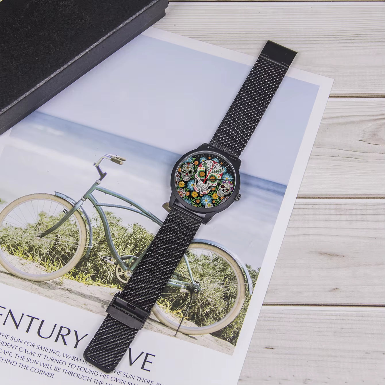 Cool Men'S Watch Flowers New in Men'S Watches Wrist Timepiece Gift Customizable Patterns Colorful Skull Souvenir