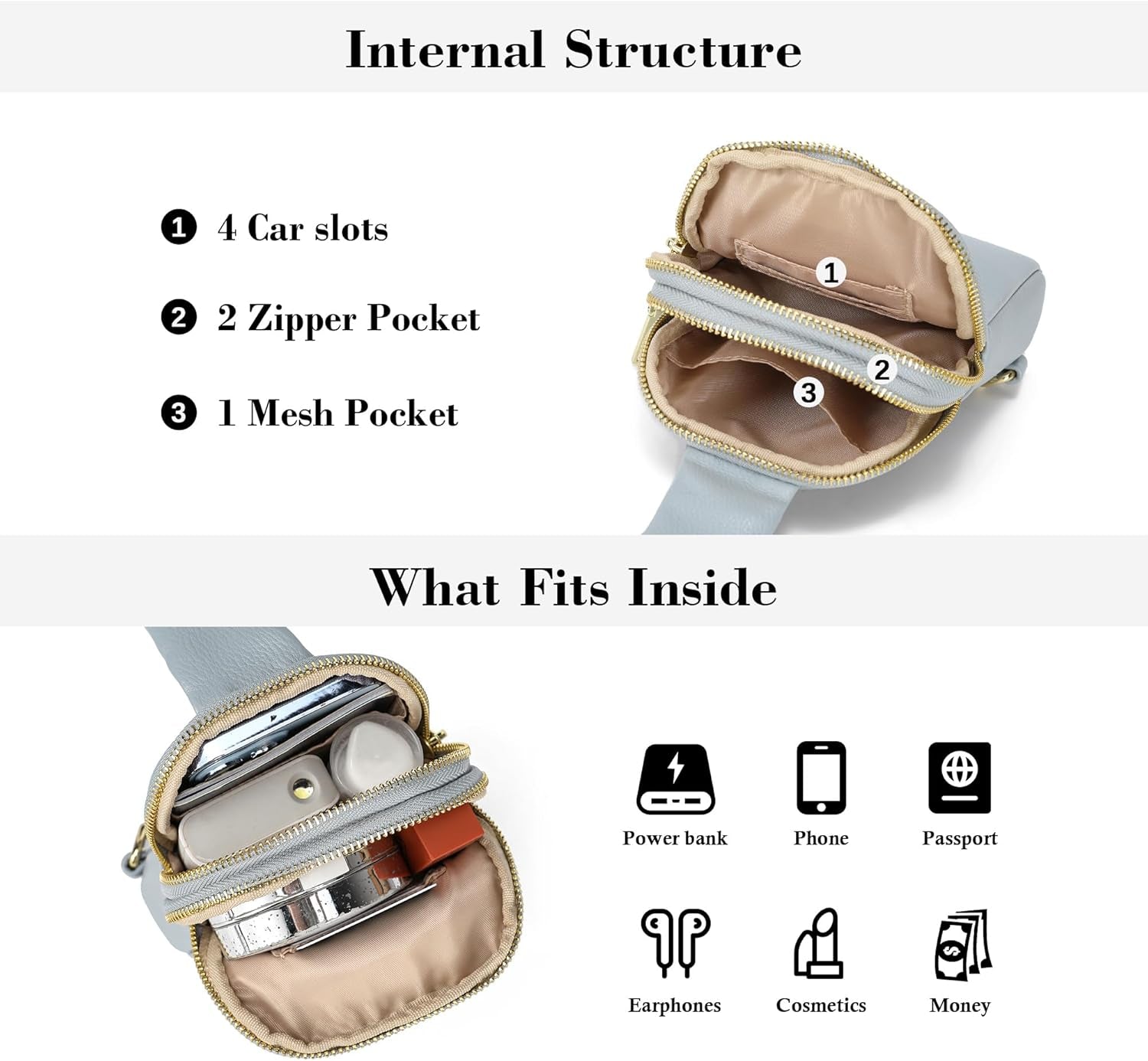 Travel Small Sling Bag Leather Crossbody Bags for Women Fanny Packs Cross Body Bag for Woman Cross Body Purses